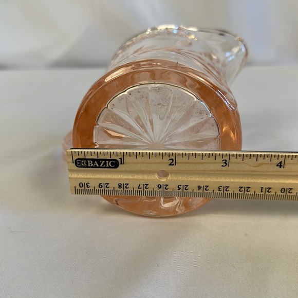 DEPRESSION GLASS PINK FLORAL AND DIAMOND BAND SMALL PITCHER - Picture 16 of 16